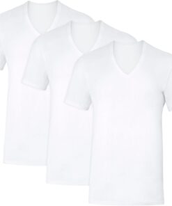 Men's Sweat Block Undershirt, Underarm Sweat Blocking Tee, White V-Neck T-Shirt, 3-Pack