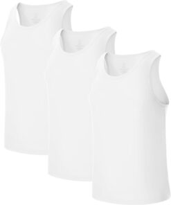 Men's Tank Top Undershirts Moisture Wicking Breathable, Fitted Ruglar Fit T Shirts for Men 3 Pack