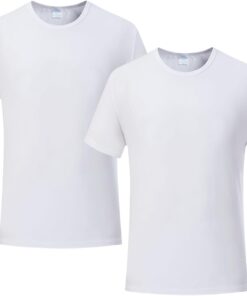 2 PCS Adult Unisex Sublimation Blank T Shirts polyester tshirts for sublimation White Crew Neck