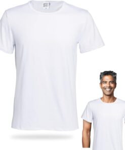 Sublimation Blank T-Shirts, Polyester, Crew Neck, White, Unisex