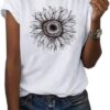 Women's T Shirts Short Sleeve Tees Sunflower Graphic Loose Summer Tops