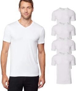 Mens 4 Pack Cool V-Neck T-Shirt | Anti-Odor | Quick Drying | 4-Way Stretch
