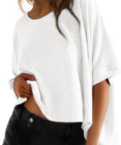 Summer Shirts 2026 Womens Solid T Shirts for Women Loose Oversized Tops Basic Tee