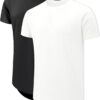 Mens 2 Pack Cotton Crewneck T-Shirts Hipster Hip Hop Longline Tees Shirts