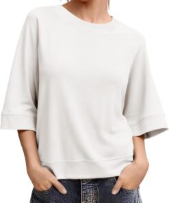 Womens Oversized Half Sleeve T-Shirts Crew Neck Boxy Basic Tees Tops Summer Casual Loose Fit Tunic Shirts
