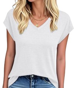 Womens Summer Tops Short Sleeve V Neck T Shirts Basic Tees Sleeve Shirts Casual Trendy Work Business Clothes 2026