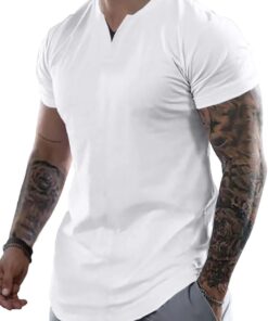 Men Mens Henley Shirts Short Sleeve Summer Casual V Neck Cotton Tee Shirts