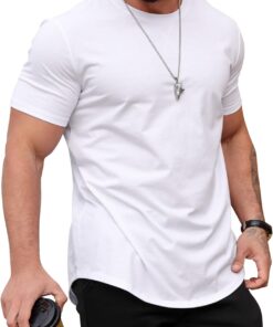 Mens T Shirts Casual Hipster Hip Hop Longline Crewneck Tee Shirts