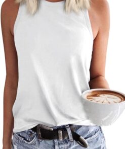 Women's Tank Tops Summer Basic Crewneck Sleeveless Casual Loose Fit Shirts Tees