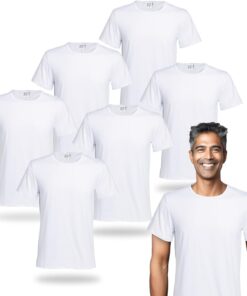 Polyester Adult T-Shirts for Sublimation, 6 Pack, White, Crew Neck, Short Sleeve