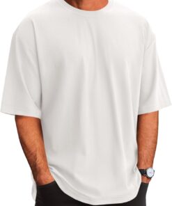Mens Casual T-Shirts Short Sleeve Lightweight Oversized Summer Cotton Tee Beach Crew Neck Tops