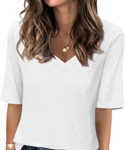 Women's V Neck T Shirts Casual Half Sleeve Tops Basic Summer Tees