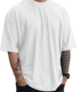 Mens Fashion Short Sleeve Tshirts Workout Oversize Pullover Solid Color Casual Tees