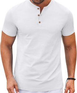 Mens Henley Shirts Short Sleeve Casual Stylish Tshirt Lightweight Summer Basic Tee Tops