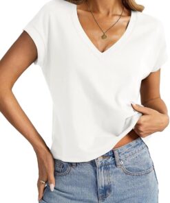 Womens Sleeve Crop Tops  T Shirt Boxy Loose Fit Short Sleeves Tee Summer Fashion Clothes 2026