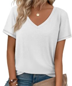 T Shirts Short Sleeve V Neck Tees for Women Fashion Tops Trendy Soft Casual Summer Clothes Outfits 2026