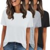 3 Pack Womens Basic T Shirts Summer Tops 2026 Short Sleeve Tees Comfy Casual Vacation Clothes