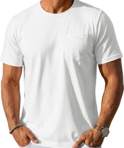 Mens Pocket T Shirts Short Sleeve Cotton Moisture Wicking Plain Tshirts Casual Lightweight Summer Basic Tees