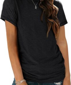Women's Soft Basic Short Sleeve T-Shirt, Round Neck Tops Summer Casual Tee for Spring Shirts Clothes Everyday Wear