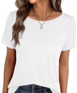 Womens Boat Neck Tops Short Sleeve T-Shirts Causal Fashion Tee Shirts 2026 Summer Spring Clothes