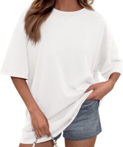 Womens 2026 Spring Going Out Tops Casual Short Sleeve Crewneck Loose Fit Basic Oversized T Shirts Summer Outfits