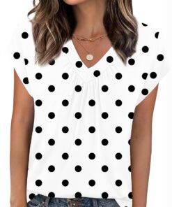 Womens Tops Short Sleeve V Neck Shirts Summer Dressy Casual Business Clothes Work Blouses Fashion Clothing Outfits