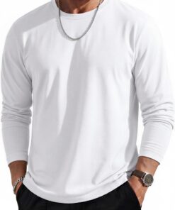 Mens Long Sleeve Tee Shirts Lightweight Moisture Wicking Casual Comfort Crewneck Plain Long Sleeve Shirts