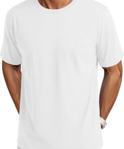 Mens T-Shirts Short Sleeve Cotton UPF 50+ Lightweight Moisture Wicking Casual Crew Neck Basic Tee Shirts