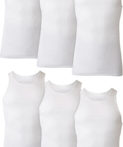 Men's Tank Undershirt Pack, Cotton Tank Undershirt, Moisture-Wicking, Breathable, White or Grey/Black, Multi-Pack