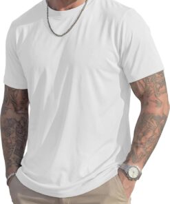 Mens T-Shirts Short Sleeve UPF 50+ Lightweight Moisture Wicking Basic Crewneck Casual Summer Cooling T Shirt
