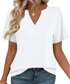Womens Tops Short Sleeve V Neck Tee Shirts Cute Dressy Casual Clothing Business Work Blouse