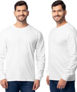 Men's Eversoft Cotton Long Sleeve T Shirts, Breathable & Moisture Wicking with Odor Control