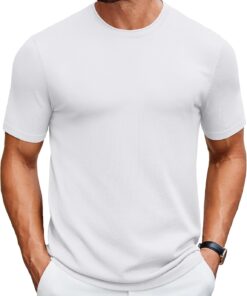 Mens Knit T-Shirts Casual Crewneck Short Sleeve Shirts Summer Tops Basic Pullover Tees