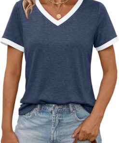 Womens Short Sleeve T-Shirts Summer Tops Casual Soft Tunic V Neck Basic Workout Clothes Spring Fashion Outfits 2026