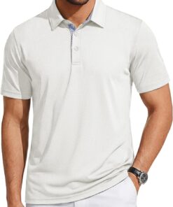 Men's Polo Shirts Short Sleeve Cotton Pique T-Shirt 3 Buttons Golf Shirts Classic Fit Casual T-Shirt