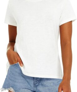 Women T Shirts Crew Neck Short Sleeve Shirts Soft Summer Classic Fit Tees