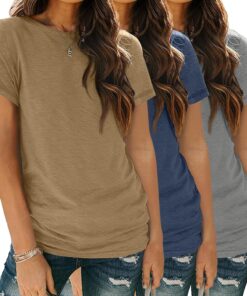 Womens 3 Pack T-Shirts Short Sleeve Summer Tops Fashion Basic Tees Comfy Casual Vacation Outfits Workout Clothes 2026