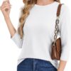 3/4 Length Sleeve Womens Tops - Crew Neck T Shirts Casual Blouses Loose Fit Spring Summer Vacation Clothes 2026