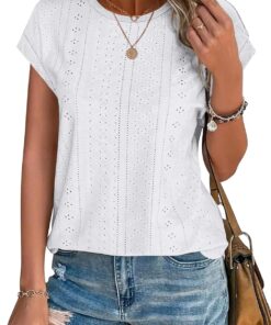 Womens Tops Short Sleeve Shirts Blouses for Women Dressy Casual Sleeve Tops with Curved Hem